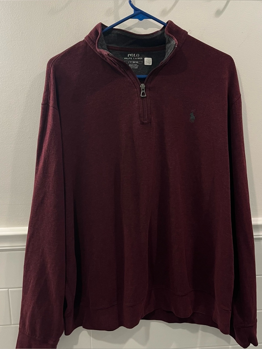 Maroon Polo Ralph Lauren Cotton Quarter Zip Sweatshirt